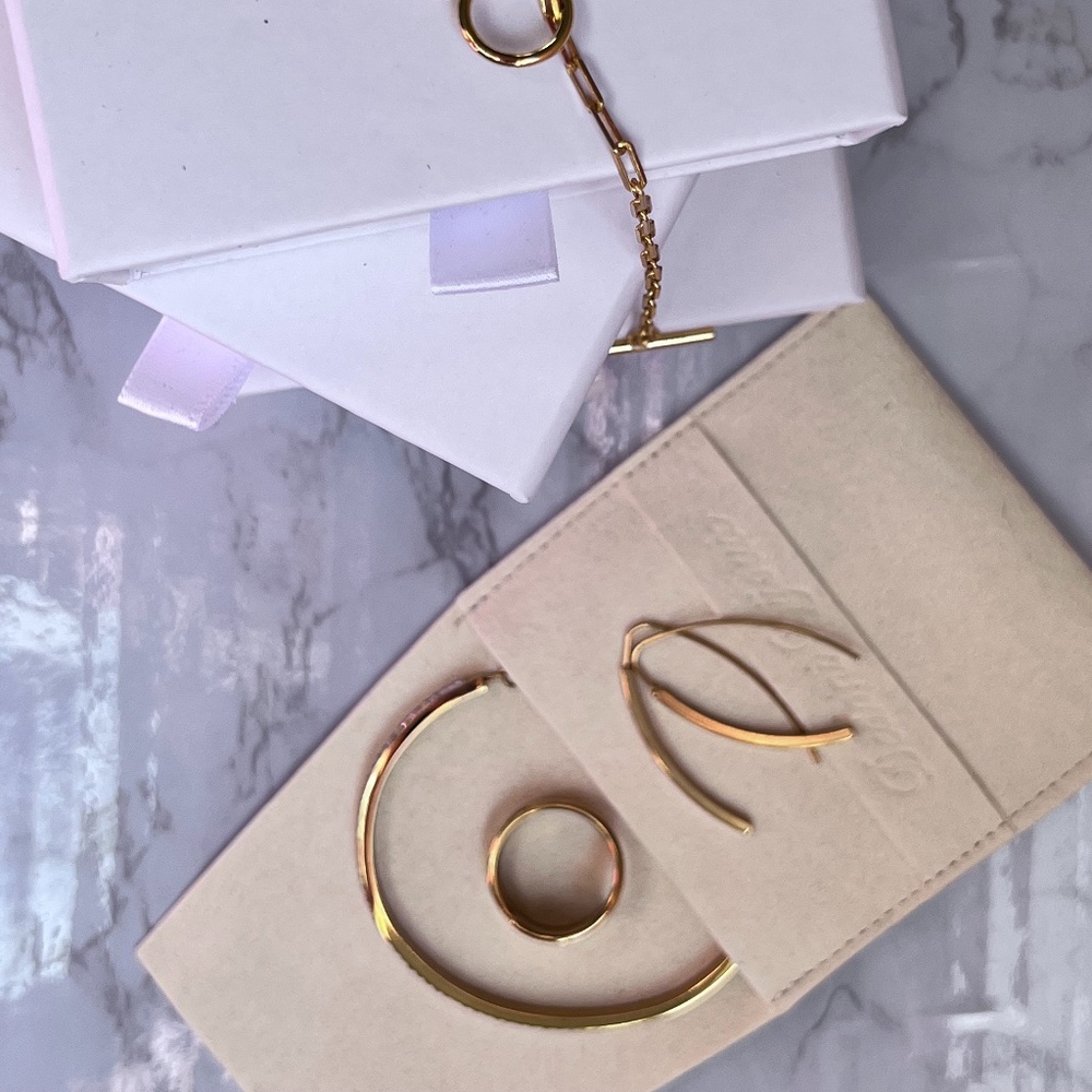 Gold Plated Minimalist Earrings - Picture 3 of 6